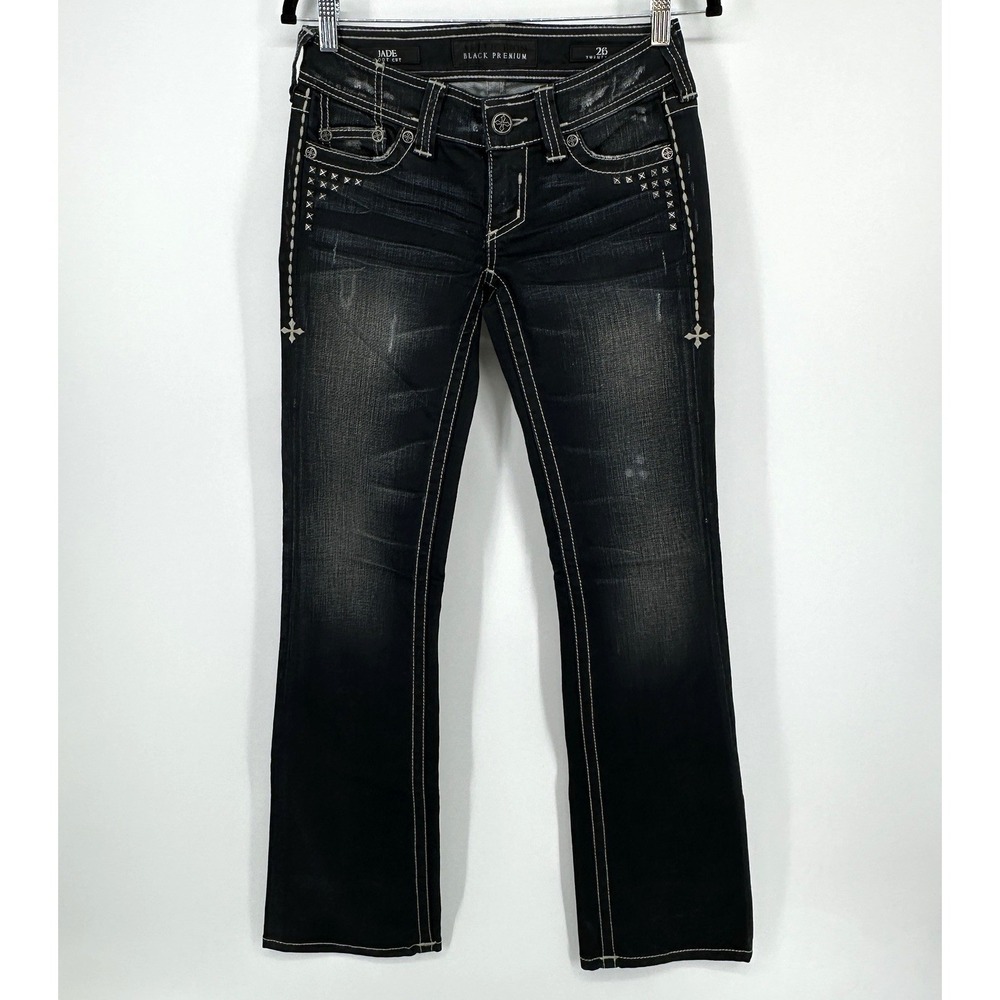 Affliction Jade Boot Cut Black Premium Women's  Jeans Black 28X33 Y2K Grunge MMA